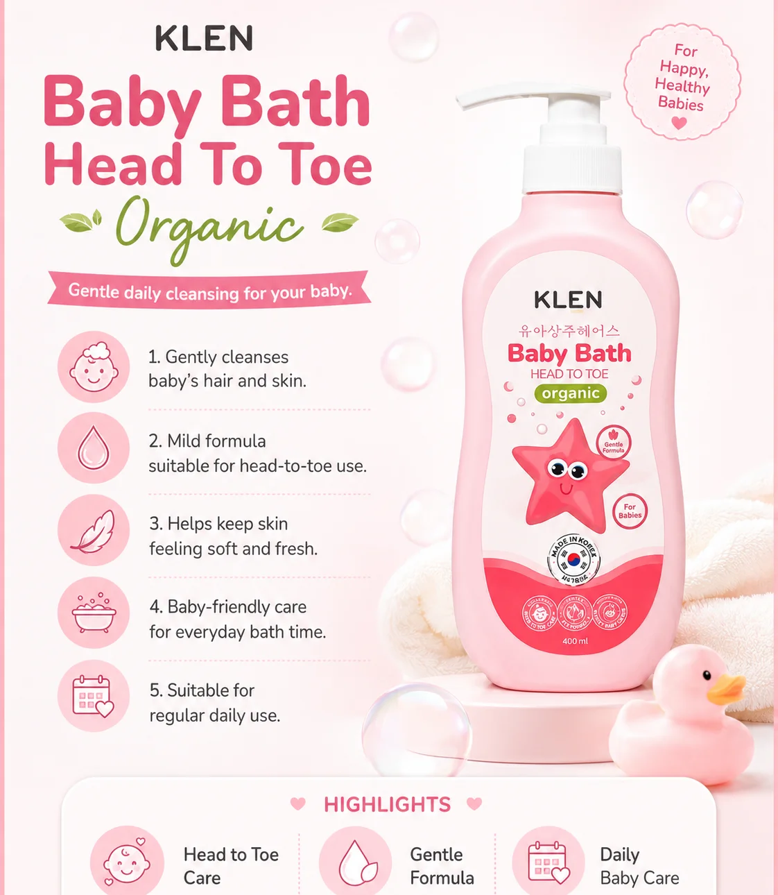 BABY BATH HEAD TO TOE ORGANIC KLEN