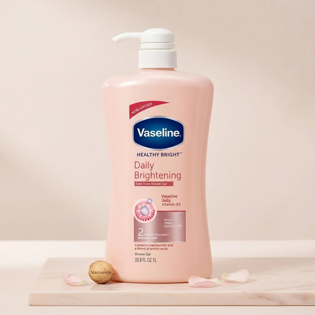 DAILY BRIGHTENING EVEN TONE SHOWER GEL JELLY VITAMIN B3 VASELINE