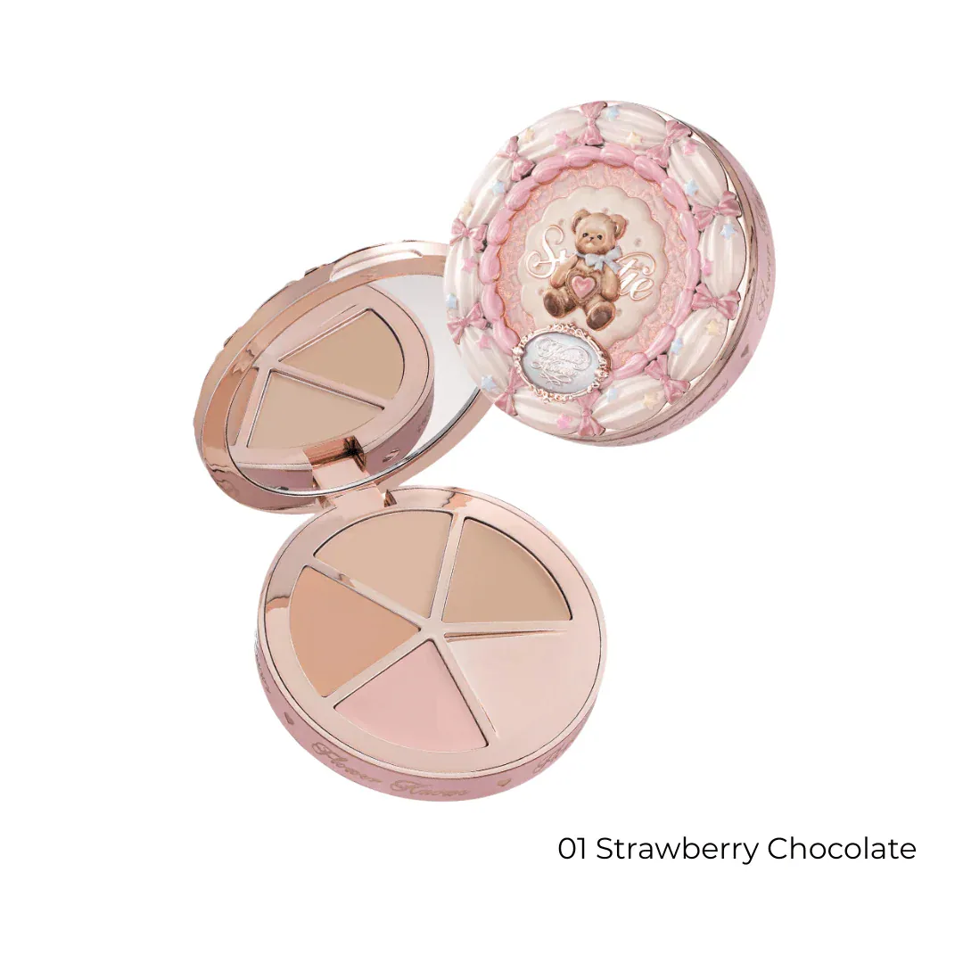01 STRAWBERRY CHOCOLATE THE SWEETIE BEAR COLLECTION 4-CONCEALER PALETTE FLOWER KNOWS
