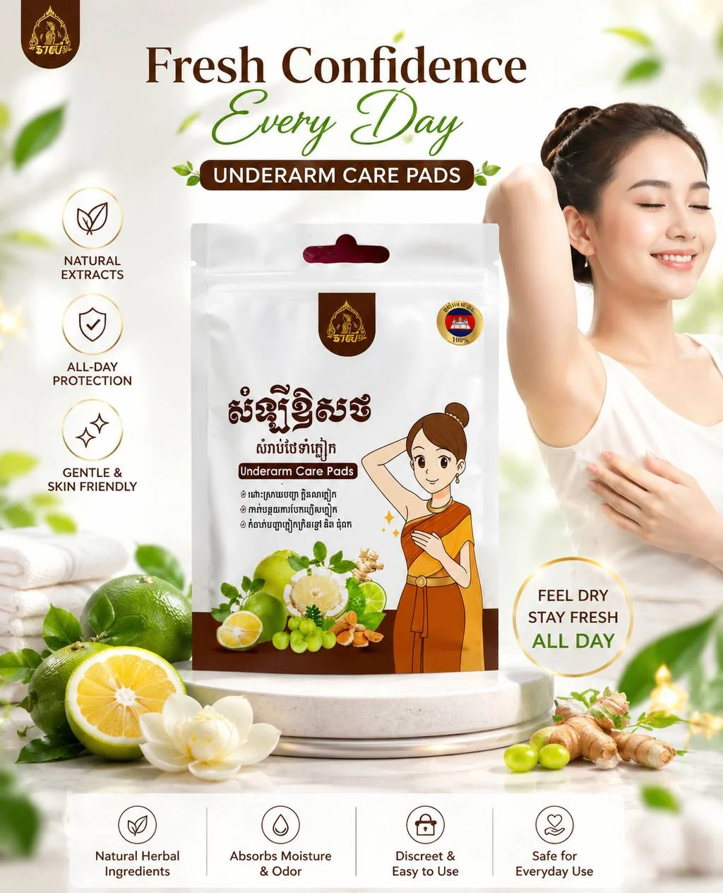 UNDERARM CARE PADS សំឡីឱសថ