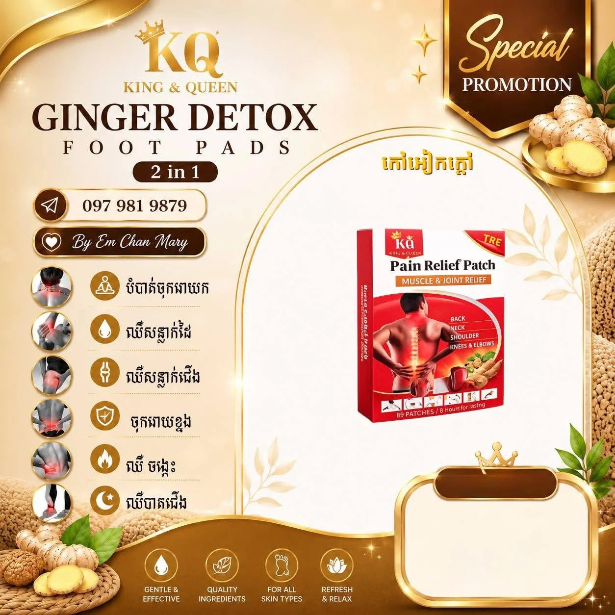 PAIN RELIEF PATCH កៅអៀក​សុ​ខភាពKQ
