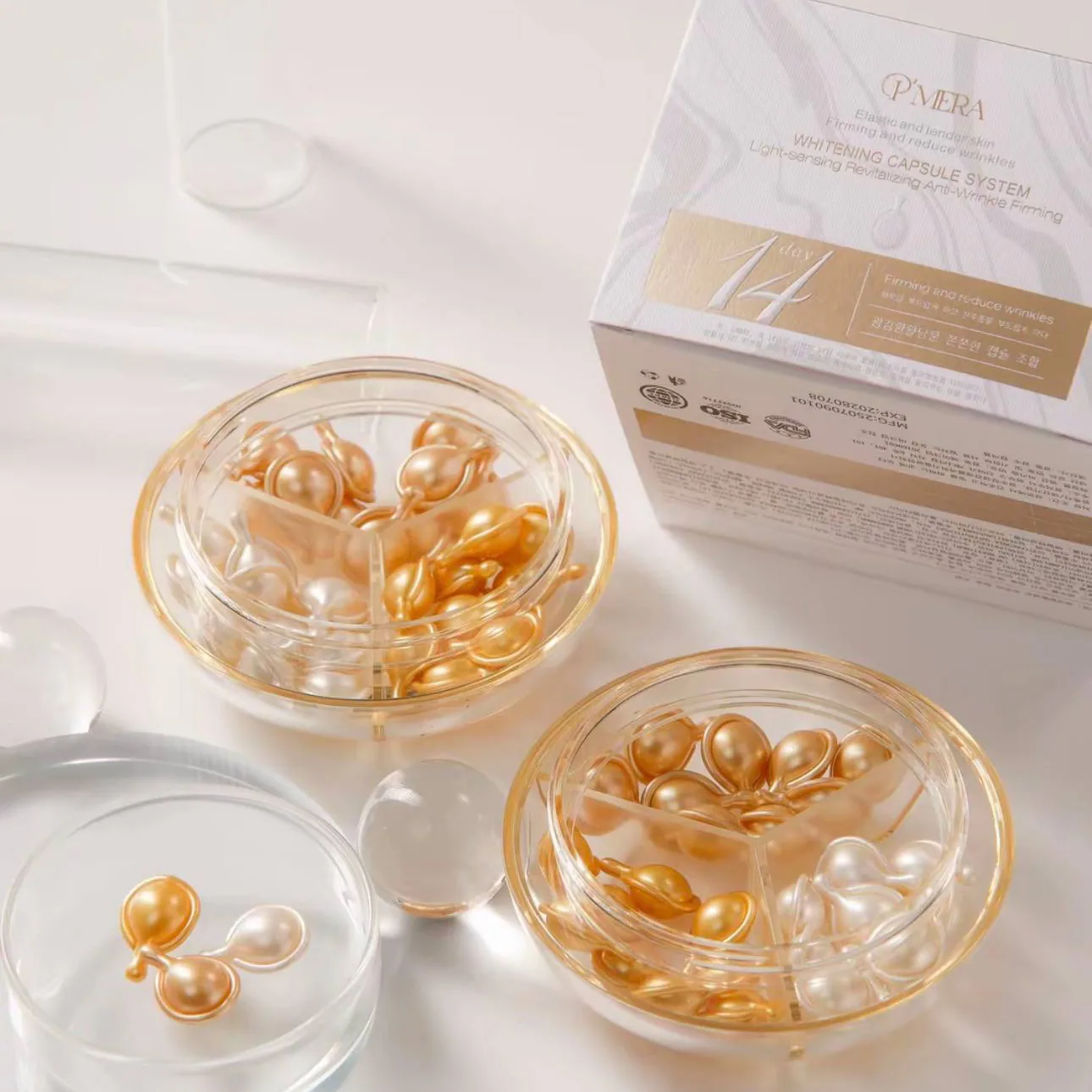 1 SET WHITENING CAPSULE SYSTEM LIGHT-SENSING REVITALIZING ANTI-WRINKLE FIRMING PR'MERA
