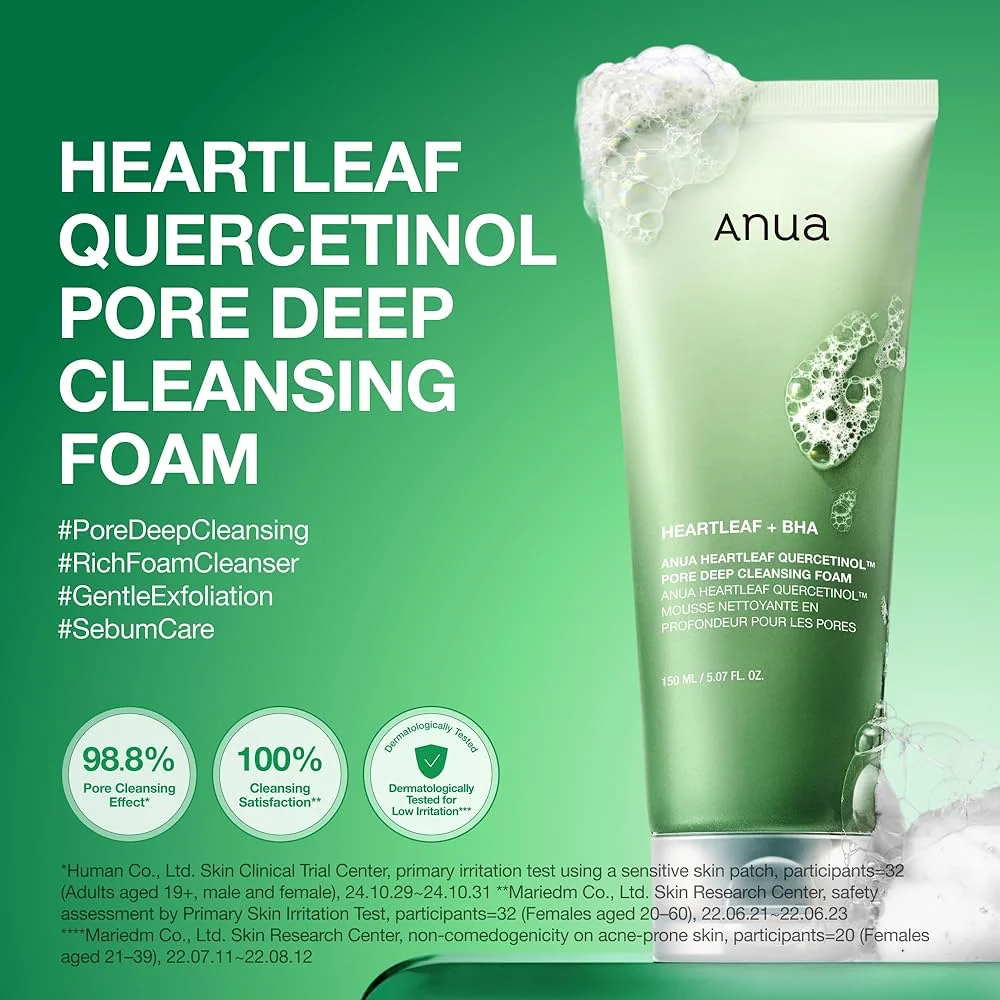 HEARTLEAF QUERCETINOL PORE DEEP CLEANSING FOAM ANUA