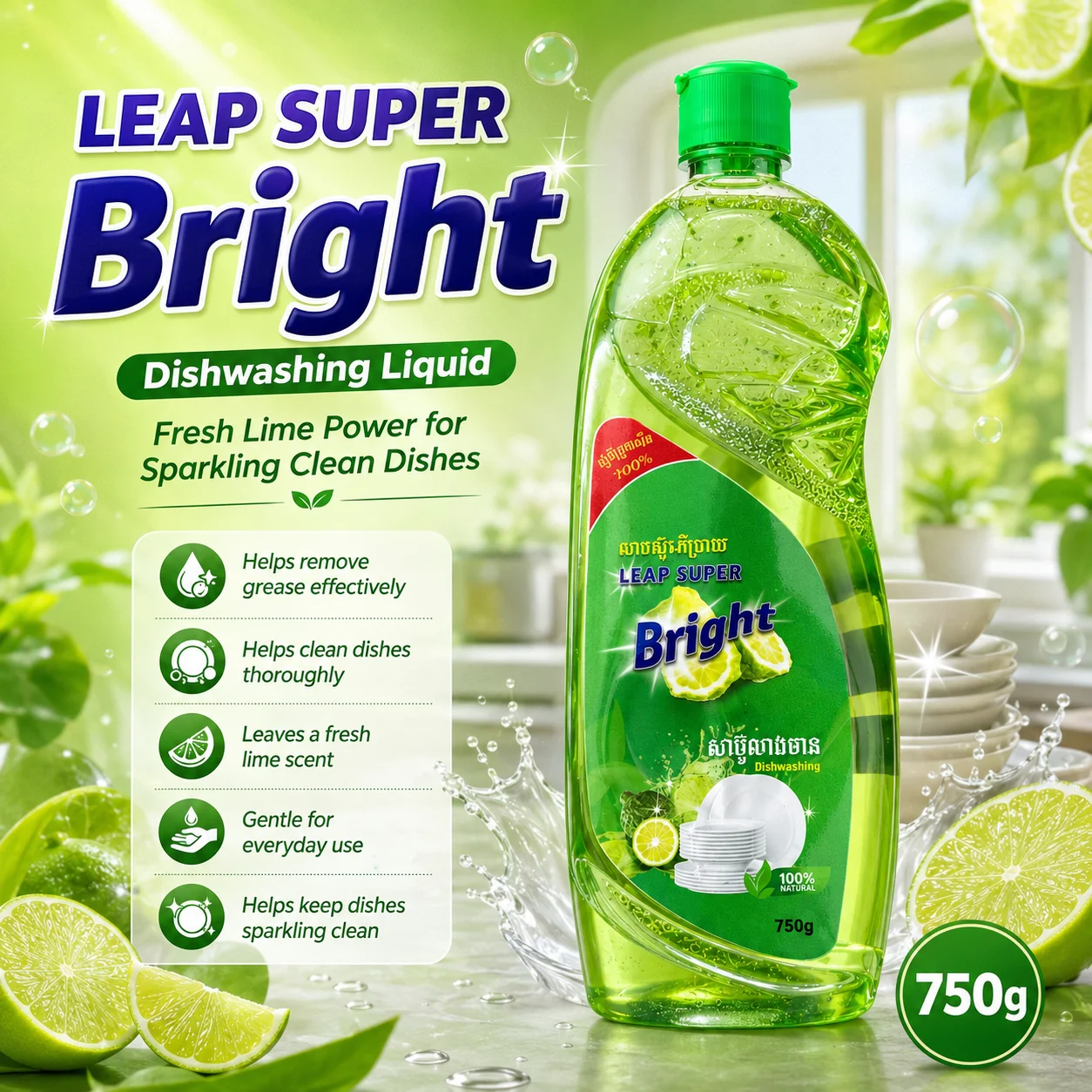 750G សាប៊ូលាងចាន LEAP SUPER BRIGHT
