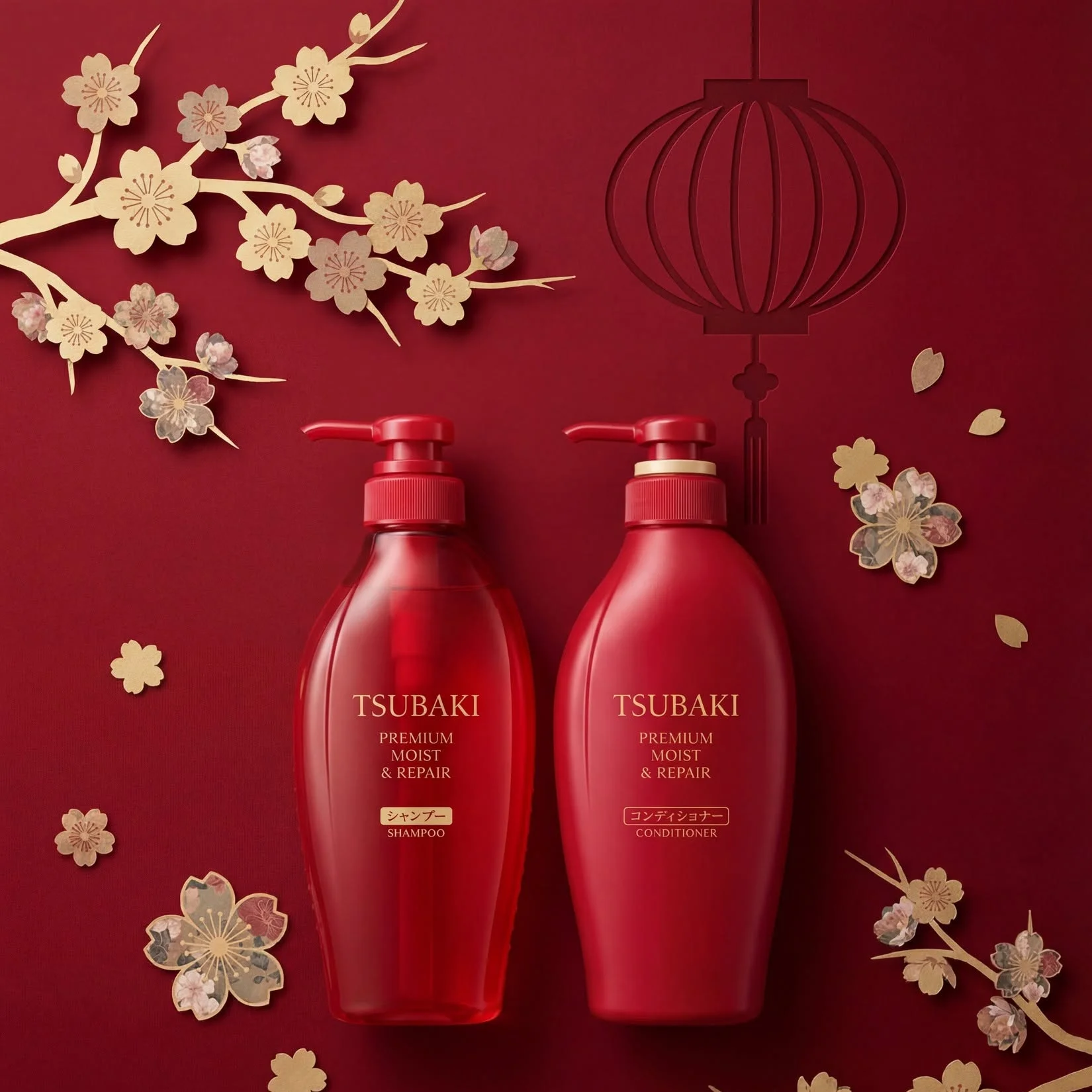 TSUBAKI SHAMPOO AND CONDITIONER SET PREMIUM MOIST & REPAIR