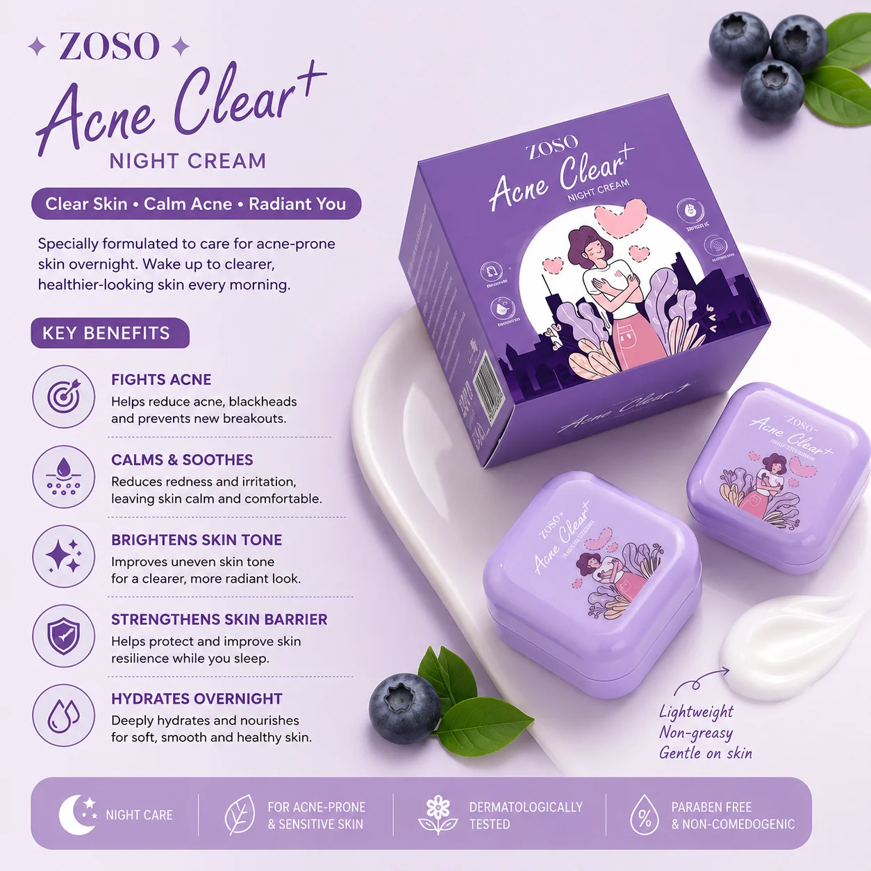 ZOSO ACNE CLEAR NIGHT CREAM