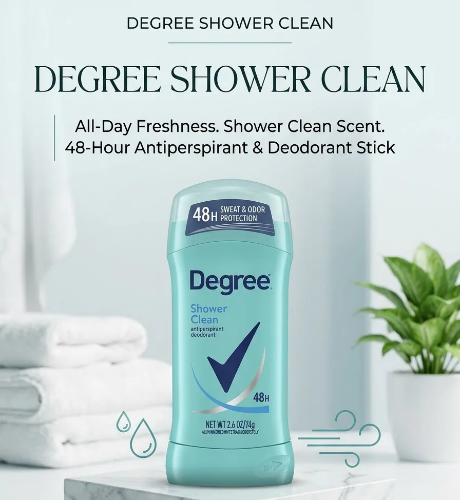 DEGREE SHOWER CLEAN 48H SWEAT & ODOR PROTECTION