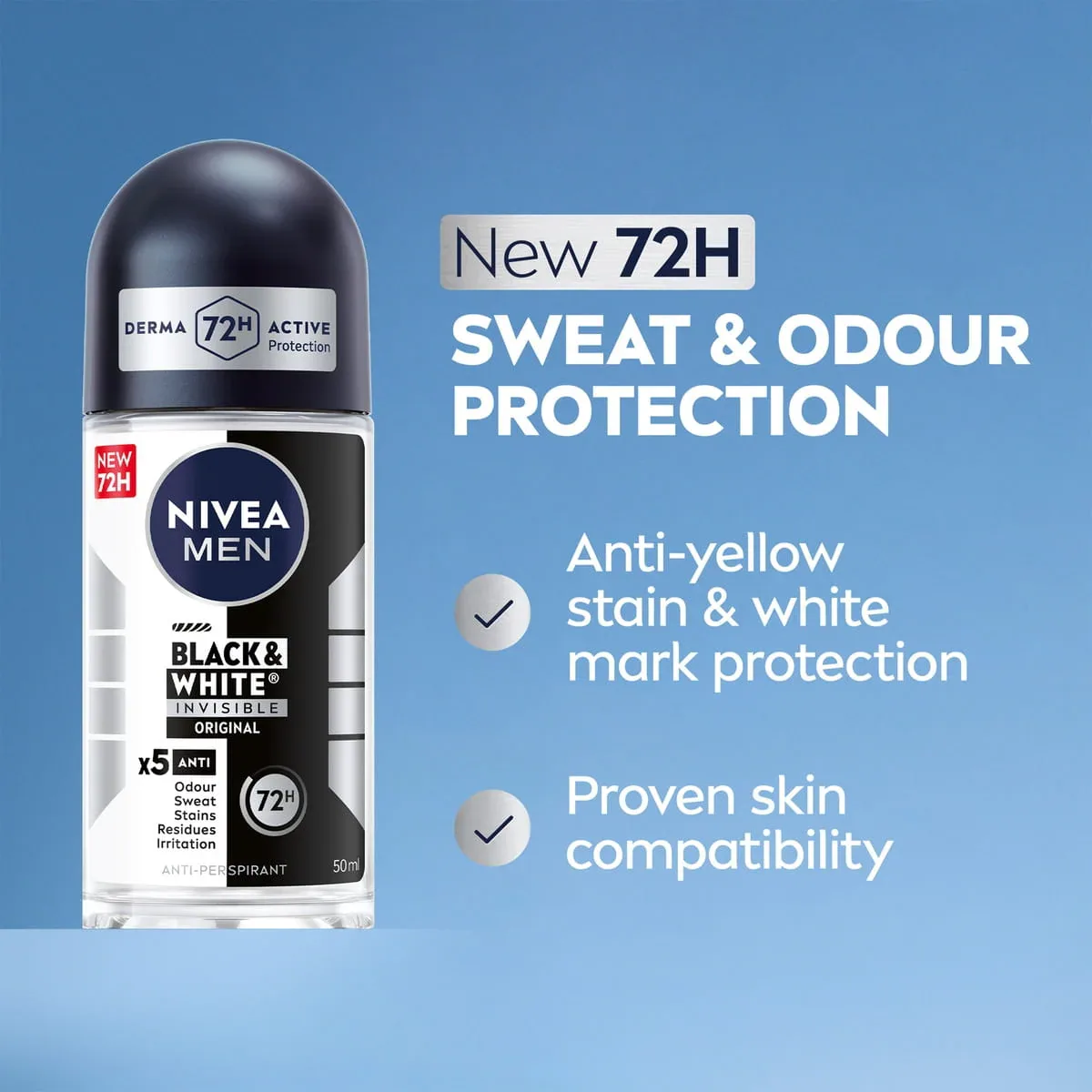 BLACK & WHITE INVISBLE ORIGINAL ROLL ON NIVEA MEN