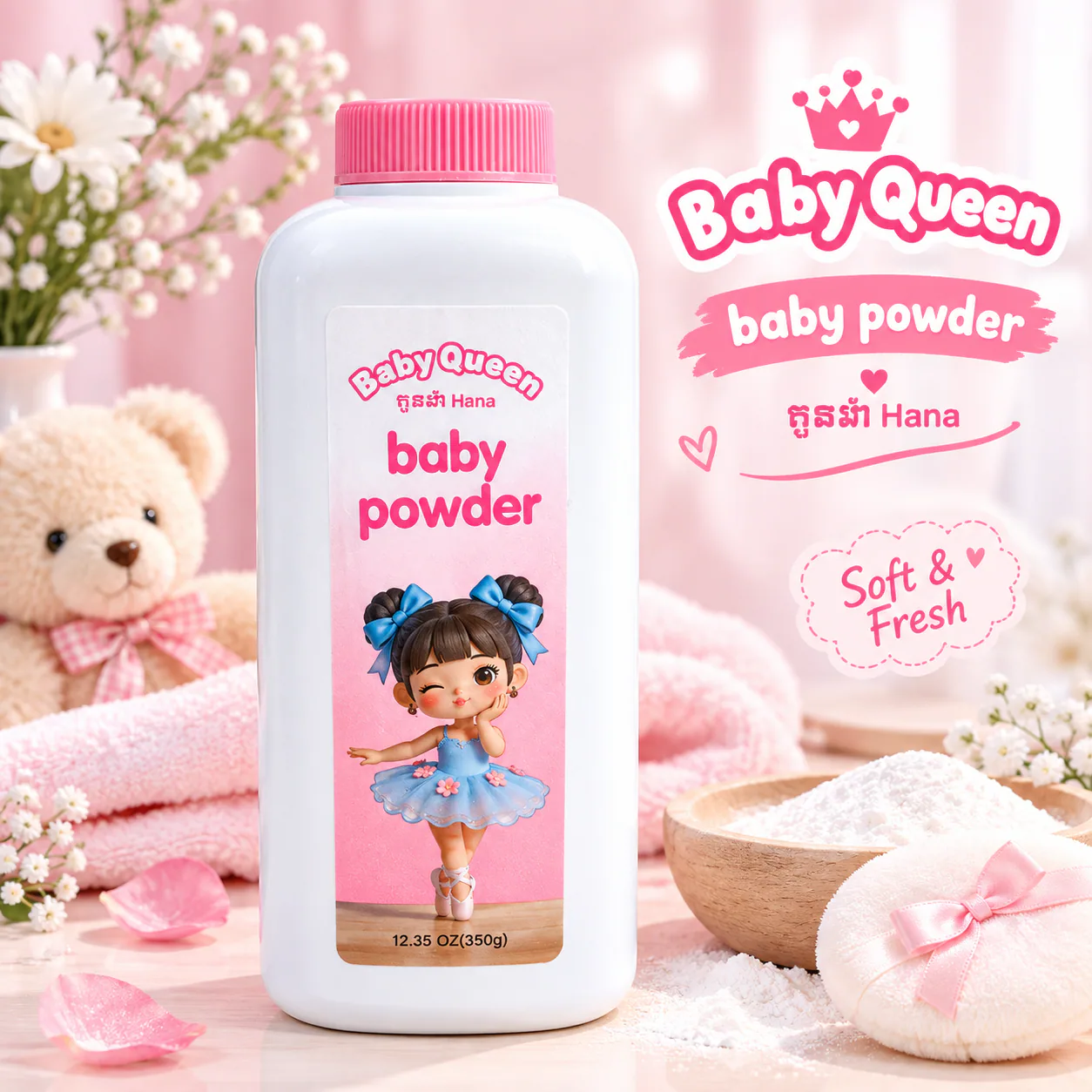 ម្សៅលាបខ្លួន BABY POWDER BABY QUEEN
