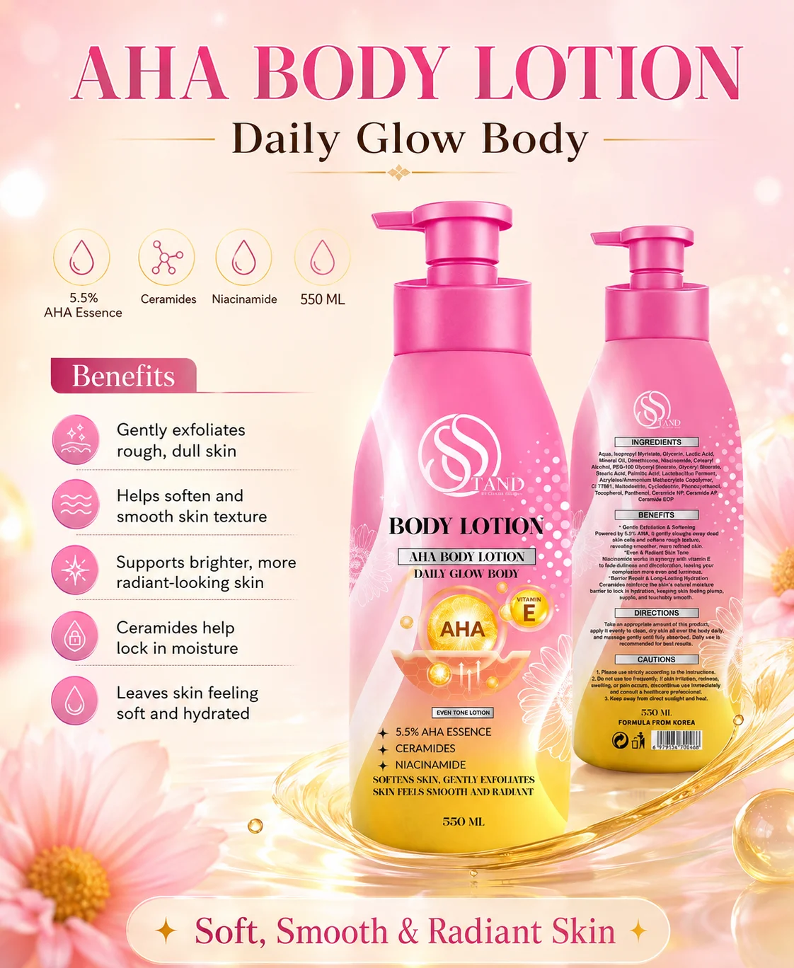 AHA DAILY GLOW BODY LOTION SSTAND
